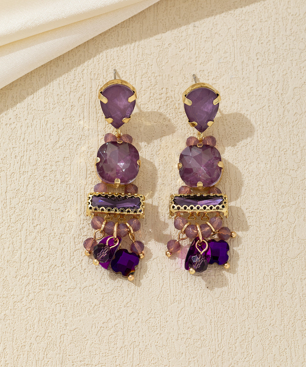 Boucles d’oreilles pendantes strass pampilles – 26AHBOL023
