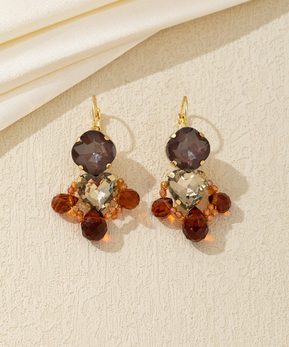 Boucles d’oreilles cœur facetté pendantes – 26AHBOL024