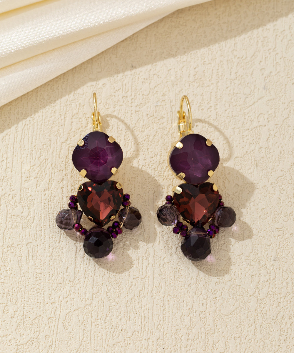 Boucles d’oreilles cœur facetté pendantes – 26AHBOL024
