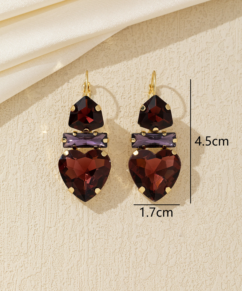 Boucles d’oreilles cœur cristal pendantes – 26AHBOL027