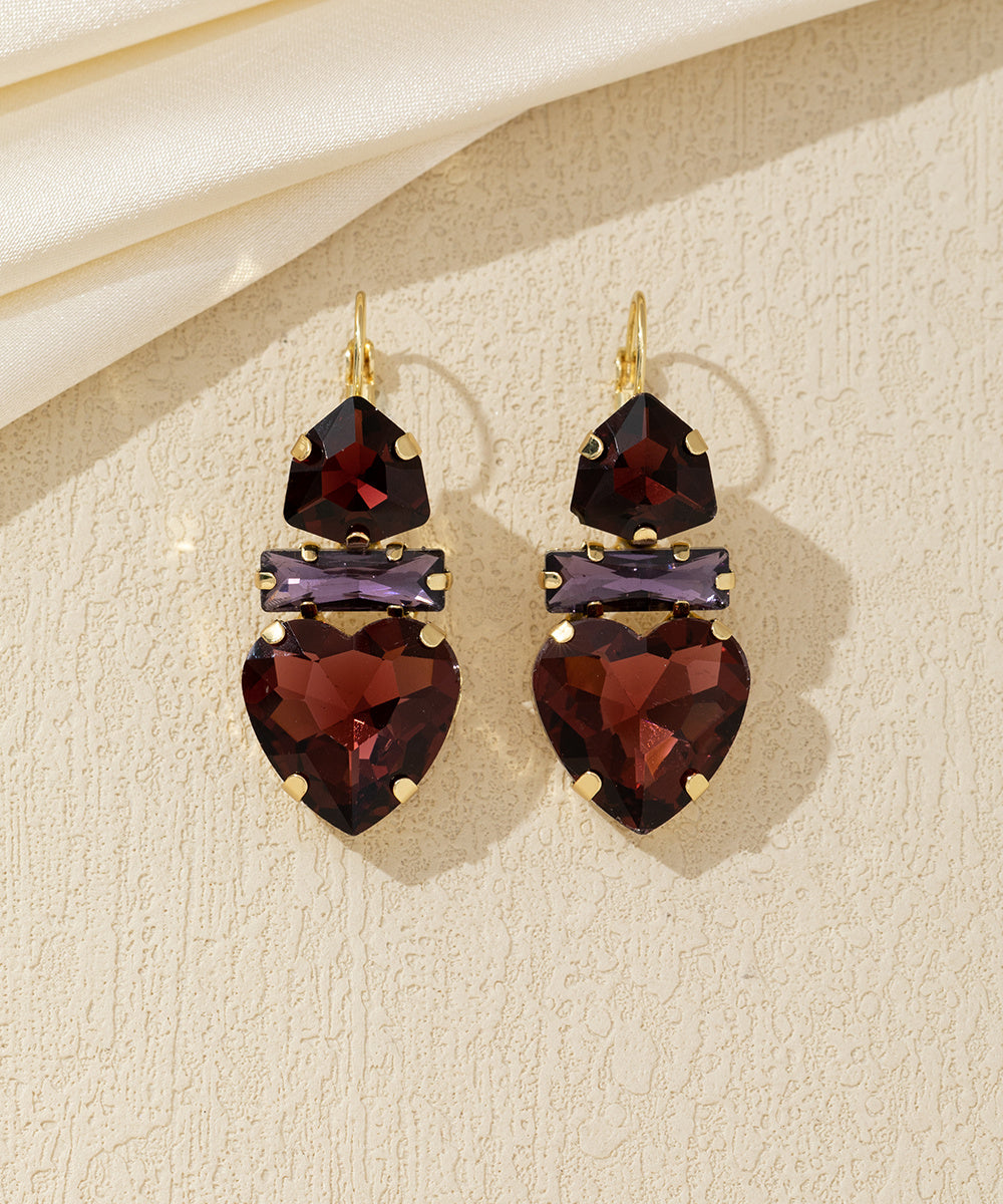 Boucles d’oreilles cœur cristal pendantes – 26AHBOL027