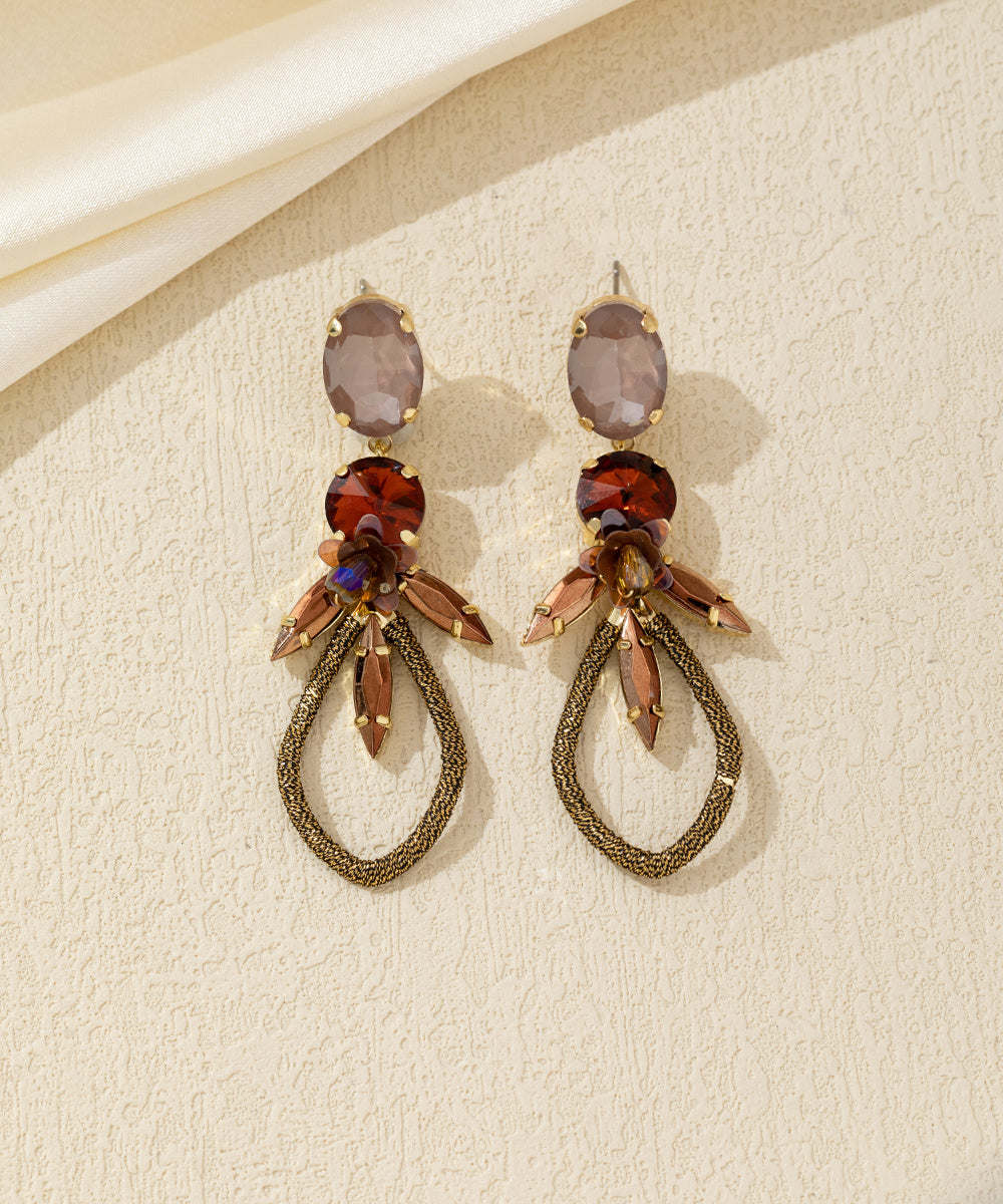 Boucles d’oreilles pendantes cristal tissé Clou – 26AHBOL028