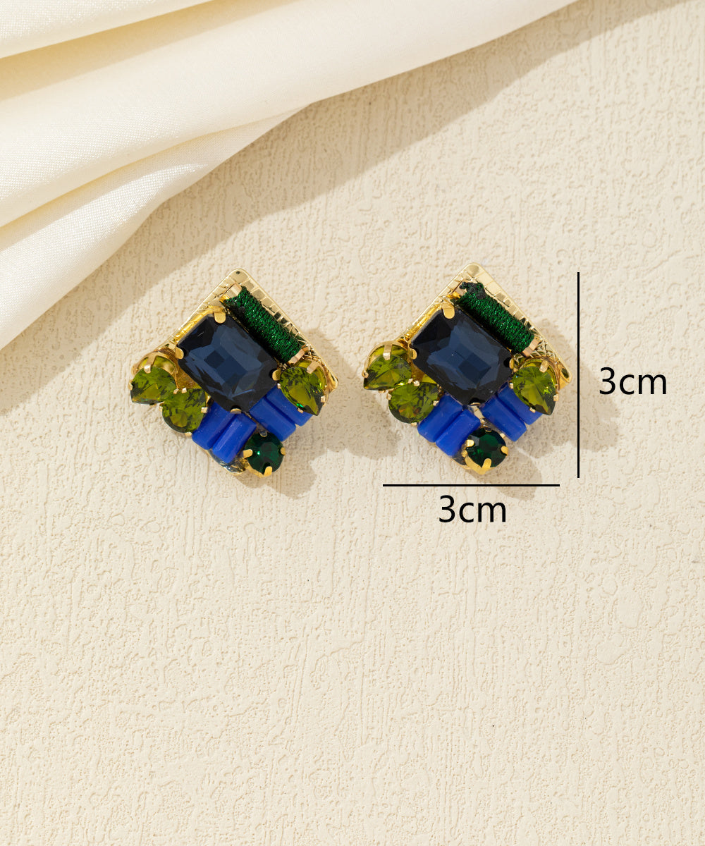 Boucles d’oreilles carrées cristal coloré Clou – 26AHBOL029