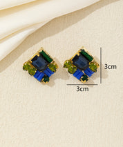 Boucles d’oreilles carrées cristal coloré Clou – 26AHBOL029