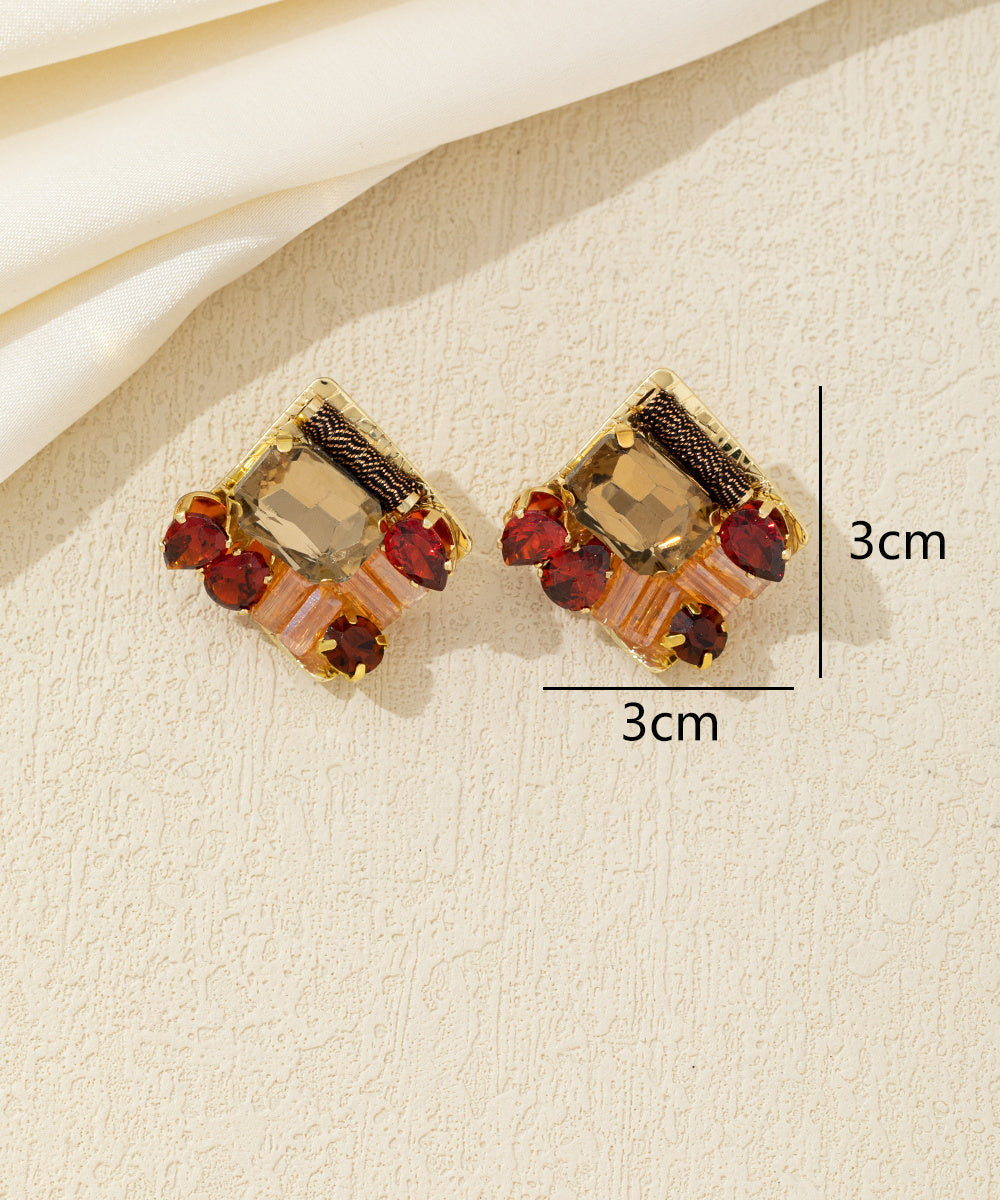 Boucles d’oreilles carrées cristal coloré Clou – 26AHBOL029