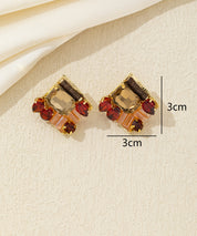 Boucles d’oreilles carrées cristal coloré Clou – 26AHBOL029