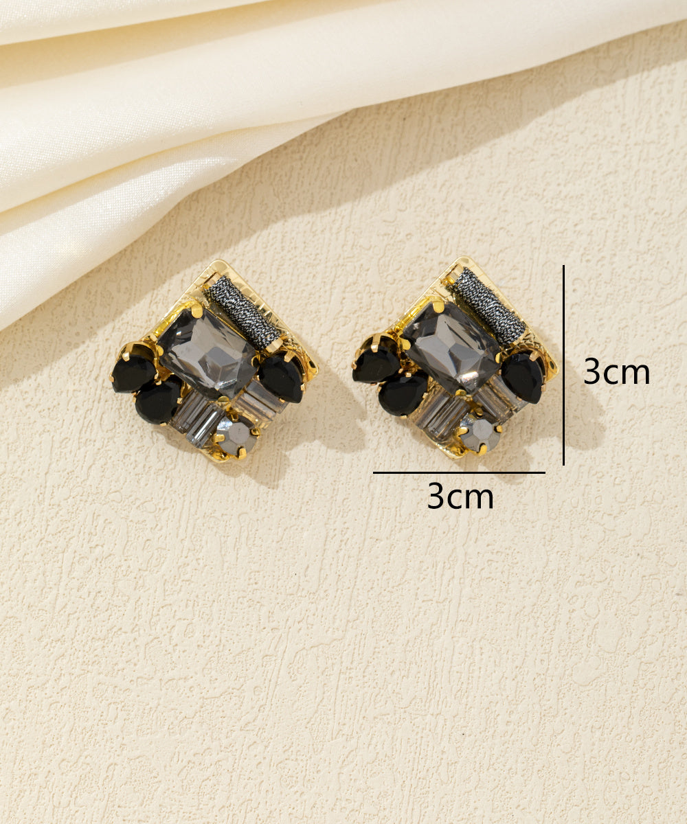 Boucles d’oreilles carrées cristal coloré Clou – 26AHBOL029