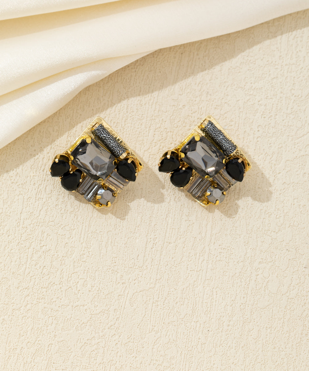 Boucles d’oreilles carrées cristal coloré Clou – 26AHBOL029