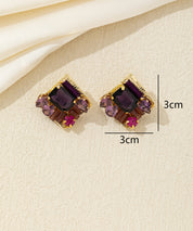 Boucles d’oreilles carrées cristal coloré Clou – 26AHBOL029