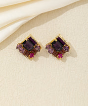 Boucles d’oreilles carrées cristal coloré Clou – 26AHBOL029