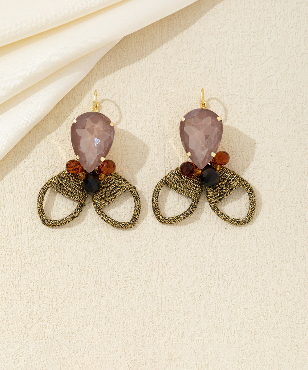 Boucles d’oreilles pendantes nœud cristal Dormeuse– 26AHBOL030