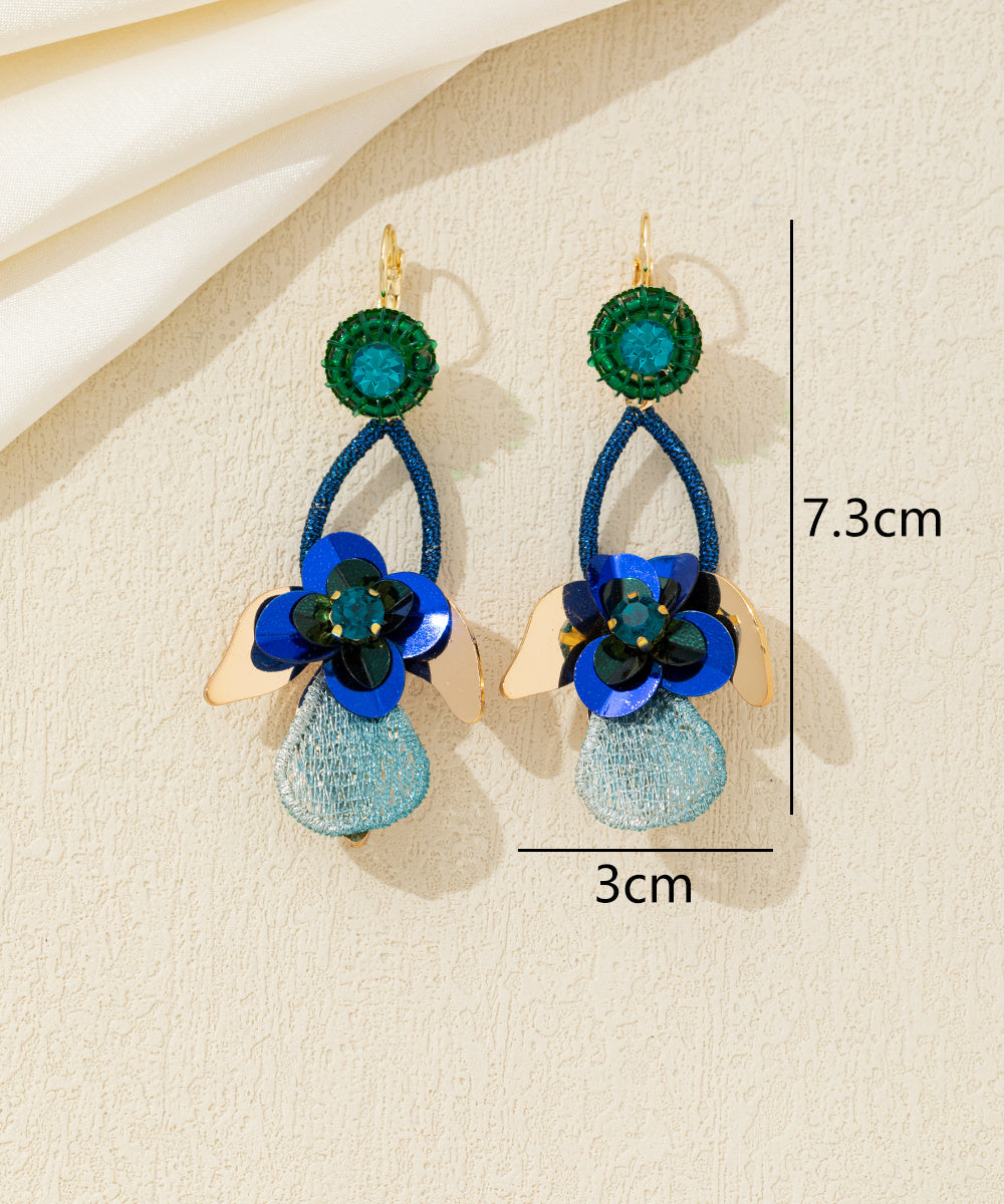 Boucles d’oreilles pendantes florales cristal Dormeuse– réf. 26AHBOL031