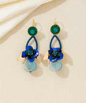 Boucles d’oreilles pendantes florales cristal Dormeuse– réf. 26AHBOL031