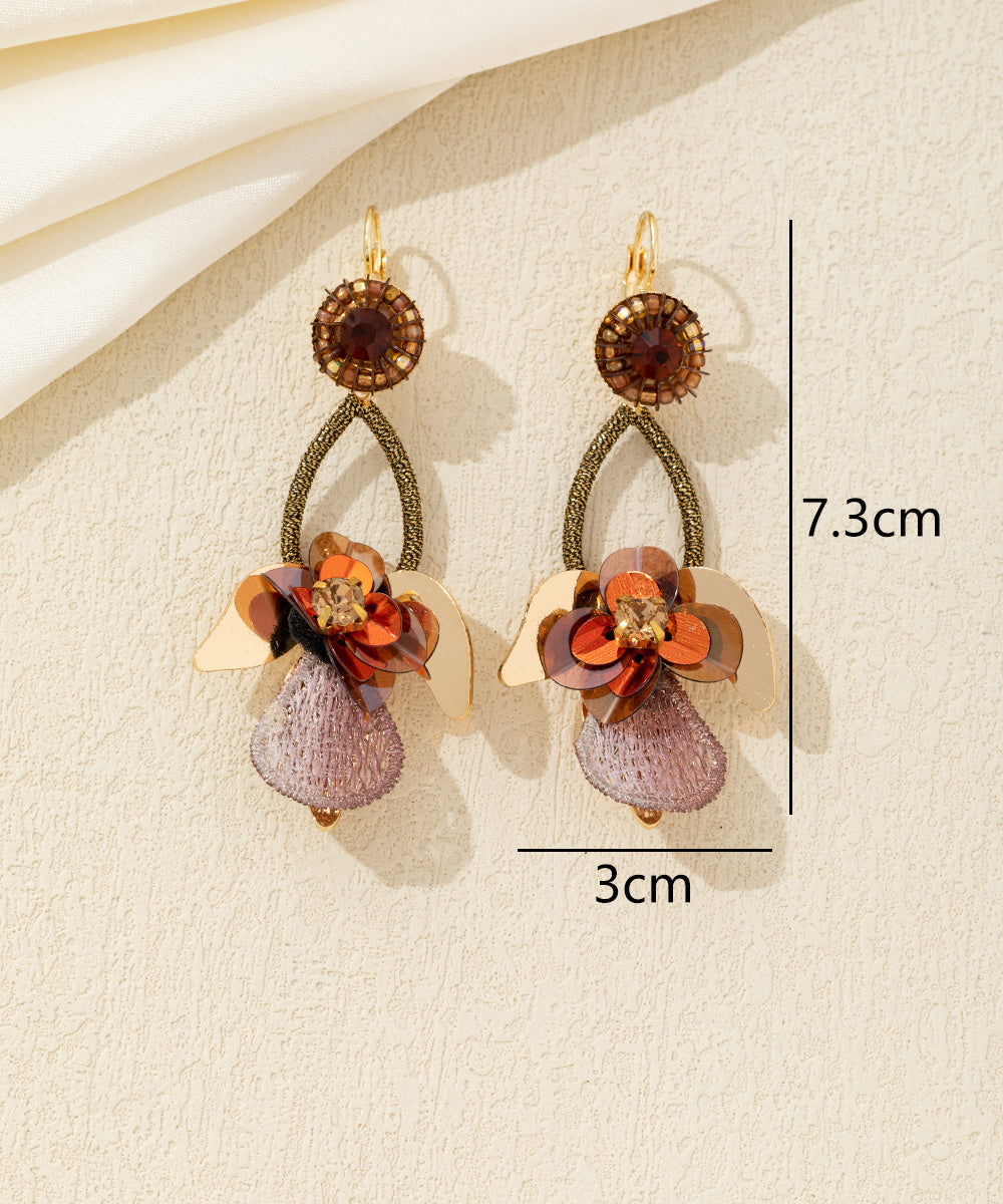 Boucles d’oreilles pendantes florales cristal Dormeuse– réf. 26AHBOL031