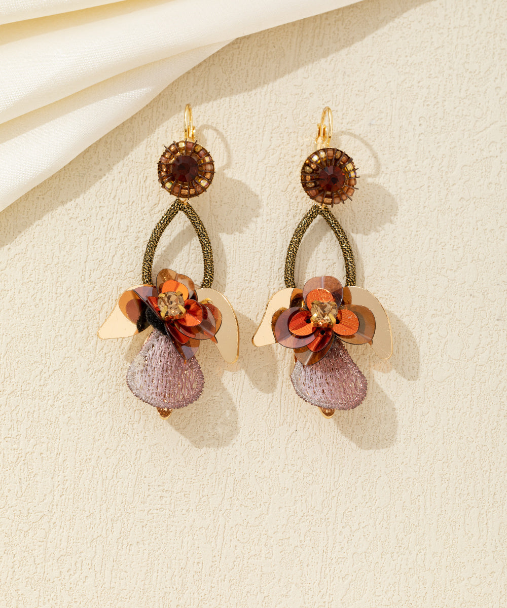 Boucles d’oreilles pendantes florales cristal Dormeuse– réf. 26AHBOL031