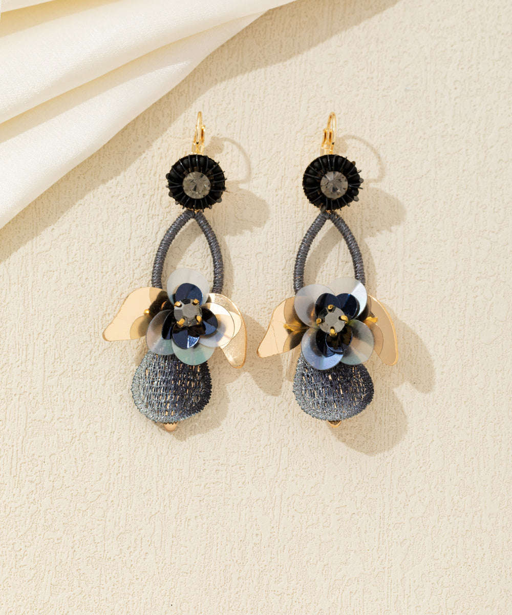 Boucles d’oreilles pendantes florales cristal Dormeuse– réf. 26AHBOL031