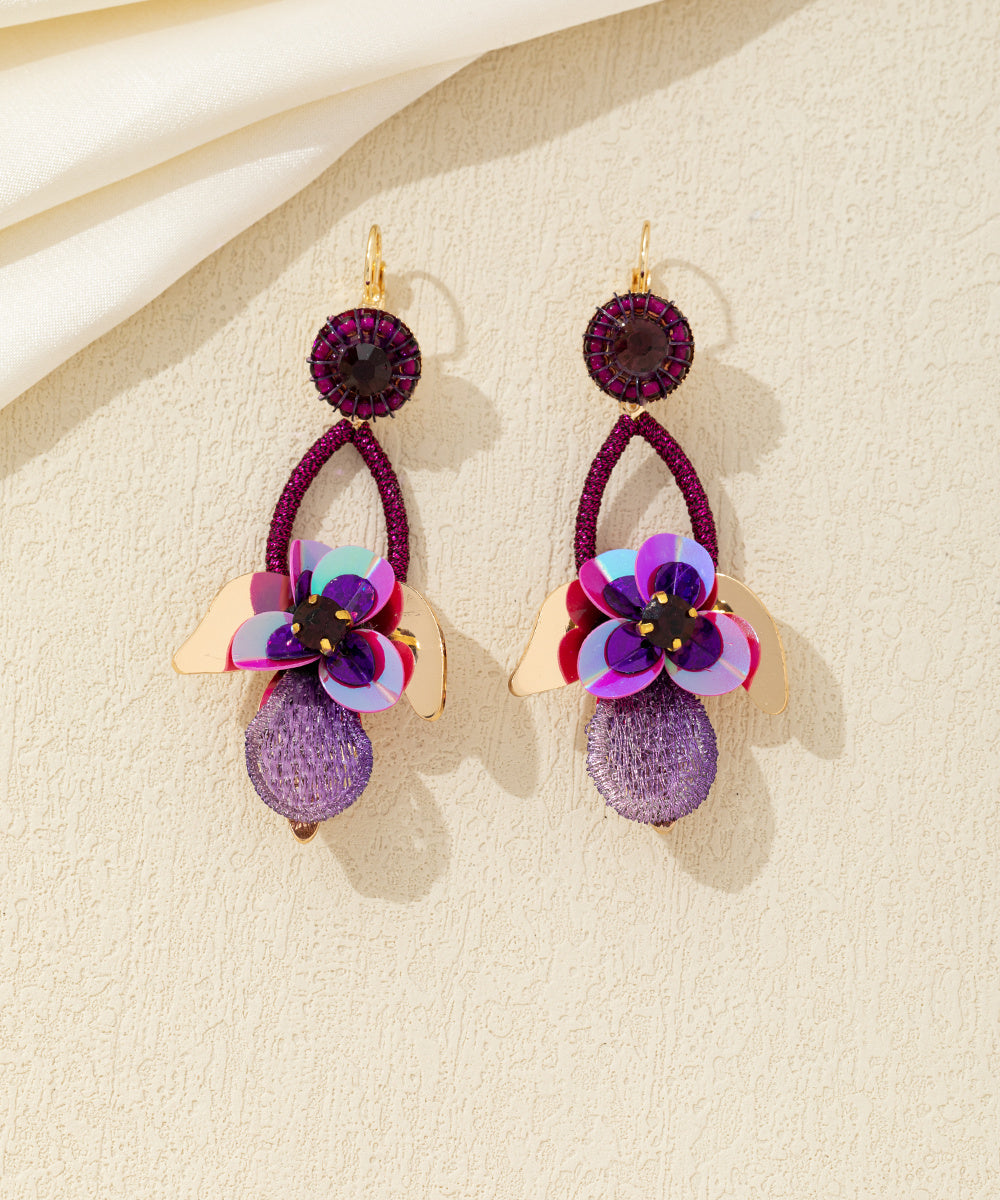 Boucles d’oreilles pendantes florales cristal Dormeuse– réf. 26AHBOL031