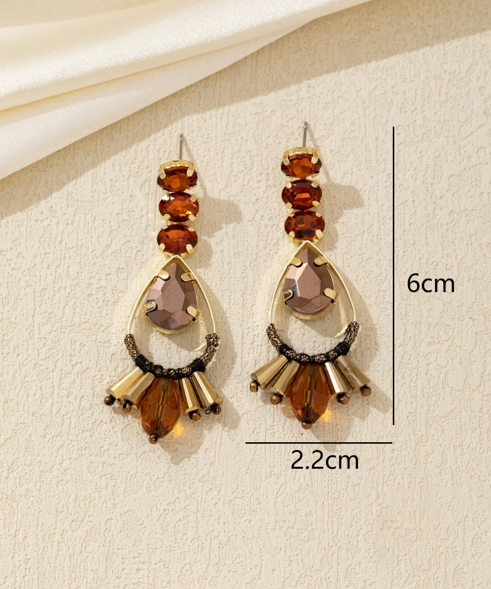 Boucles d’oreilles pendantes goutte et pampilles – 26AHBOL032