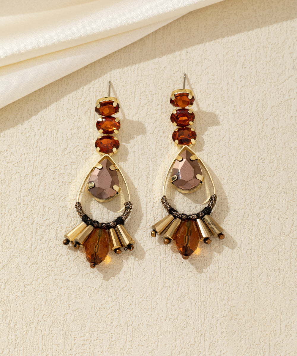 Boucles d’oreilles pendantes goutte et pampilles – 26AHBOL032
