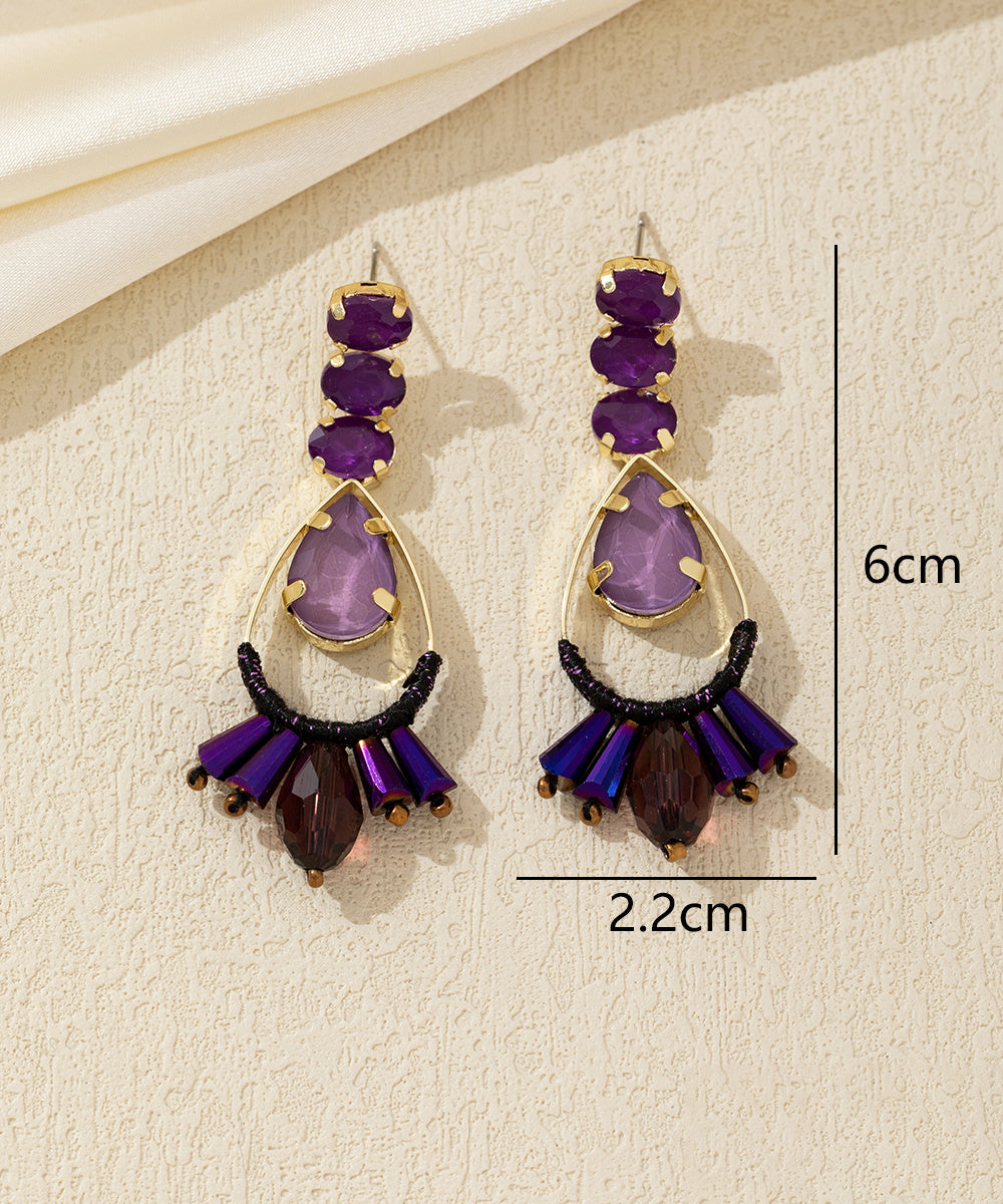 Boucles d’oreilles pendantes goutte et pampilles – 26AHBOL032