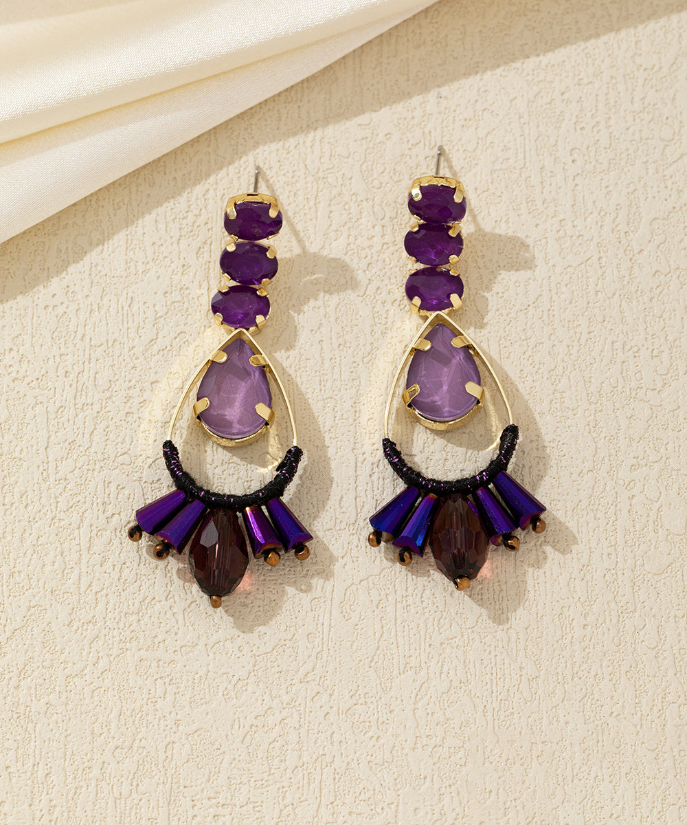 Boucles d’oreilles pendantes goutte et pampilles – 26AHBOL032
