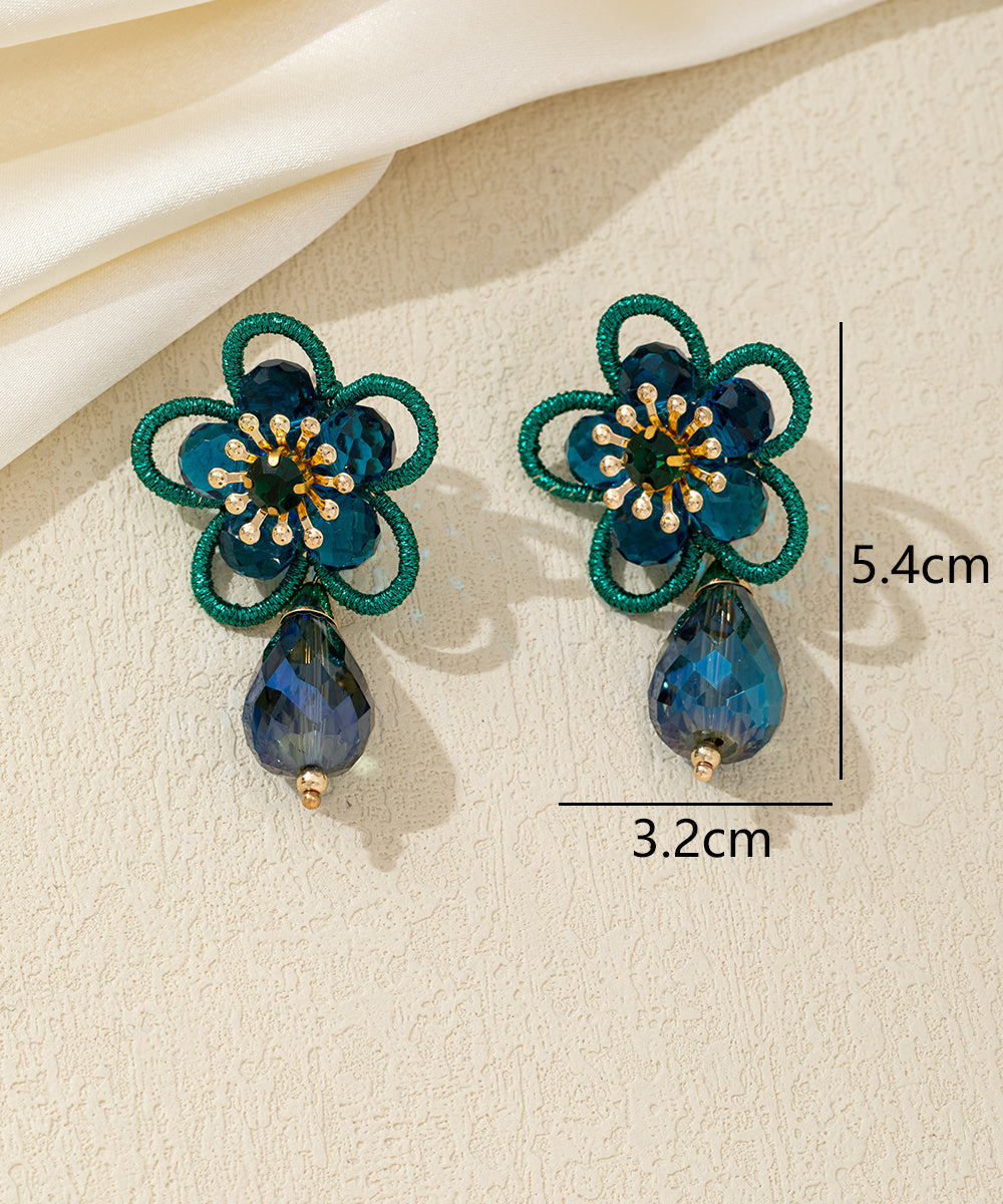 Boucles d’oreilles pendantes fleur cristal – 26AHBOL033