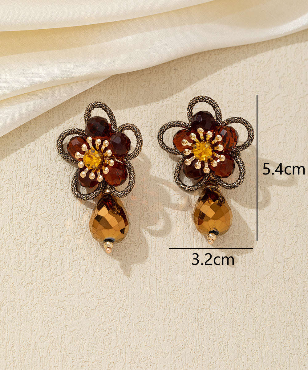 Boucles d’oreilles pendantes fleur cristal – 26AHBOL033