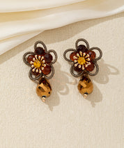 Boucles d’oreilles pendantes fleur cristal – 26AHBOL033