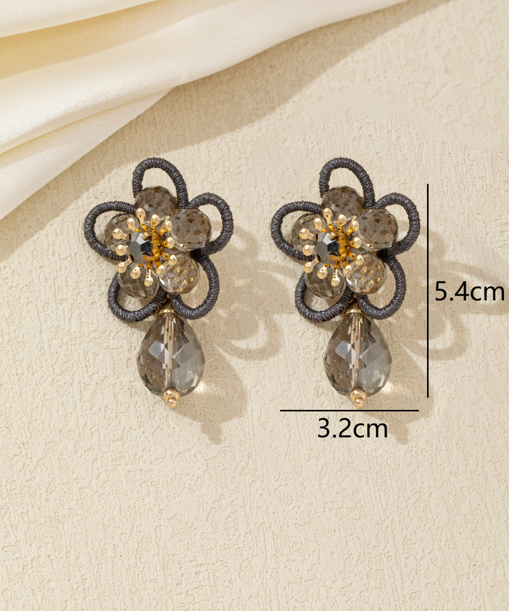 Boucles d’oreilles pendantes fleur cristal – 26AHBOL033