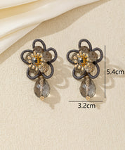 Boucles d’oreilles pendantes fleur cristal – 26AHBOL033