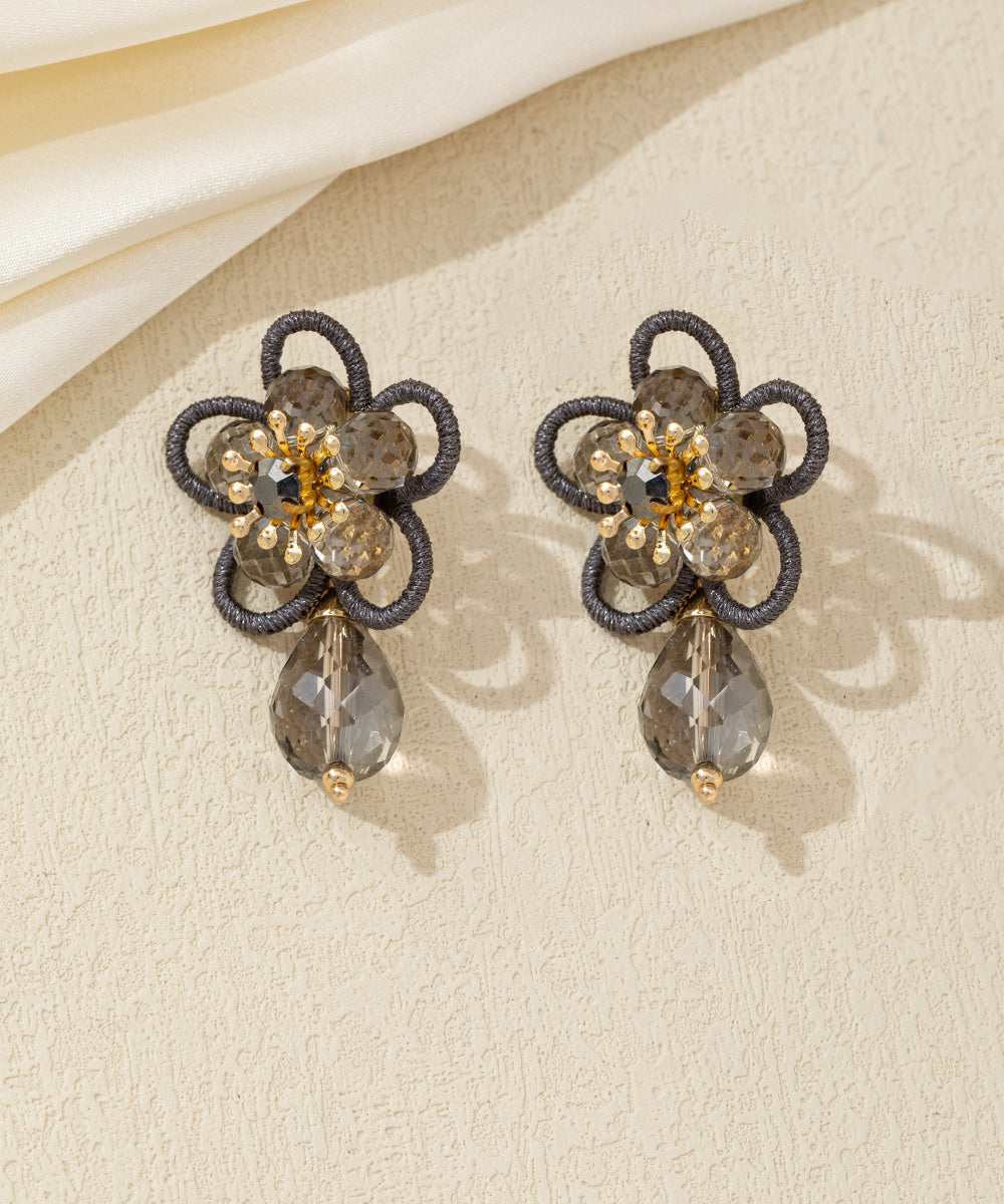 Boucles d’oreilles pendantes fleur cristal – 26AHBOL033