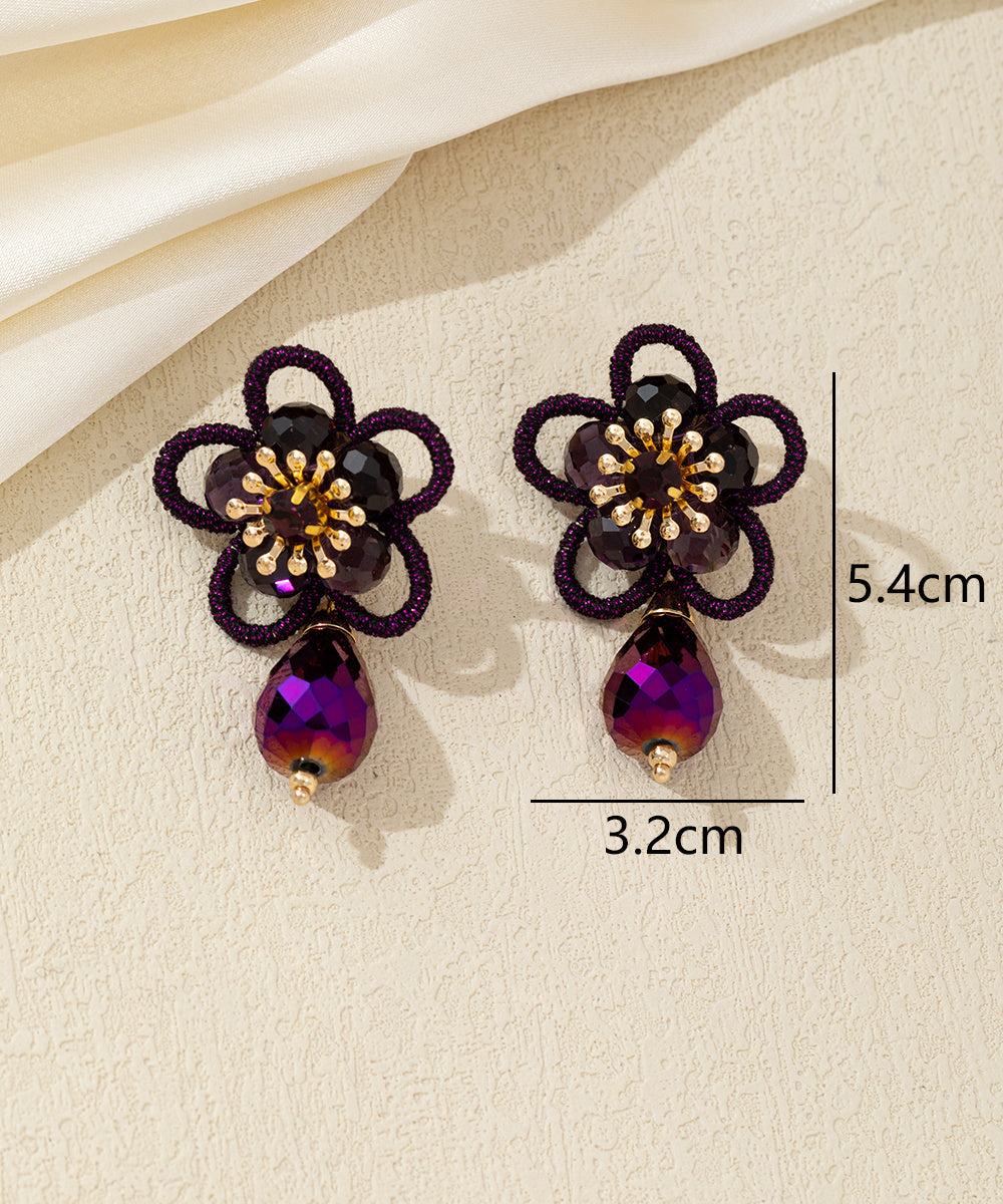 Boucles d’oreilles pendantes fleur cristal – 26AHBOL033