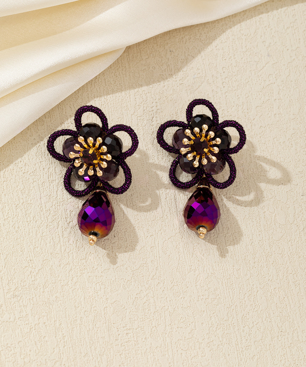 Boucles d’oreilles pendantes fleur cristal – 26AHBOL033