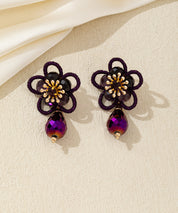 Boucles d’oreilles pendantes fleur cristal – 26AHBOL033