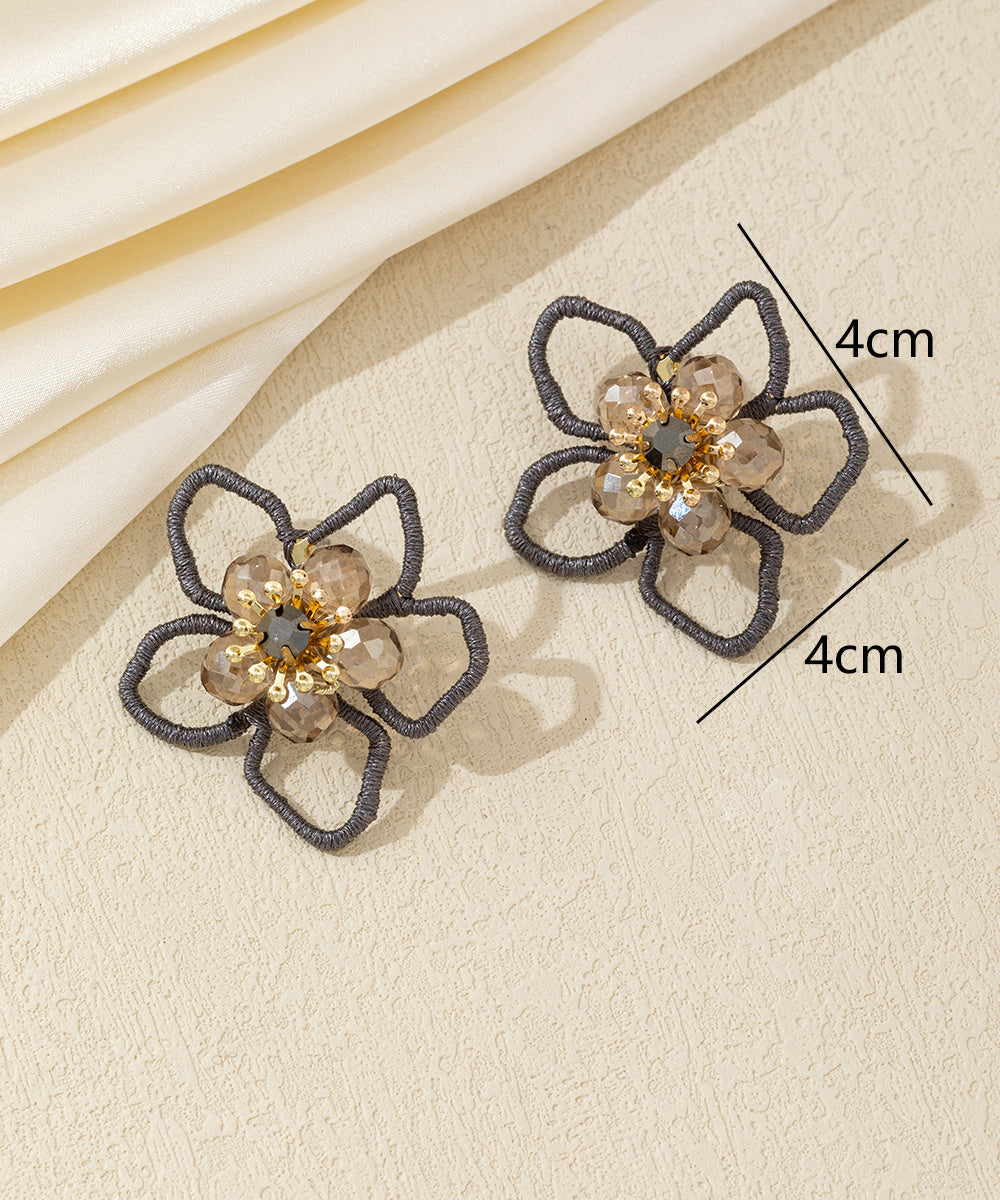 Boucles d’oreilles fleur ajourée cristal – 26AHBOL034