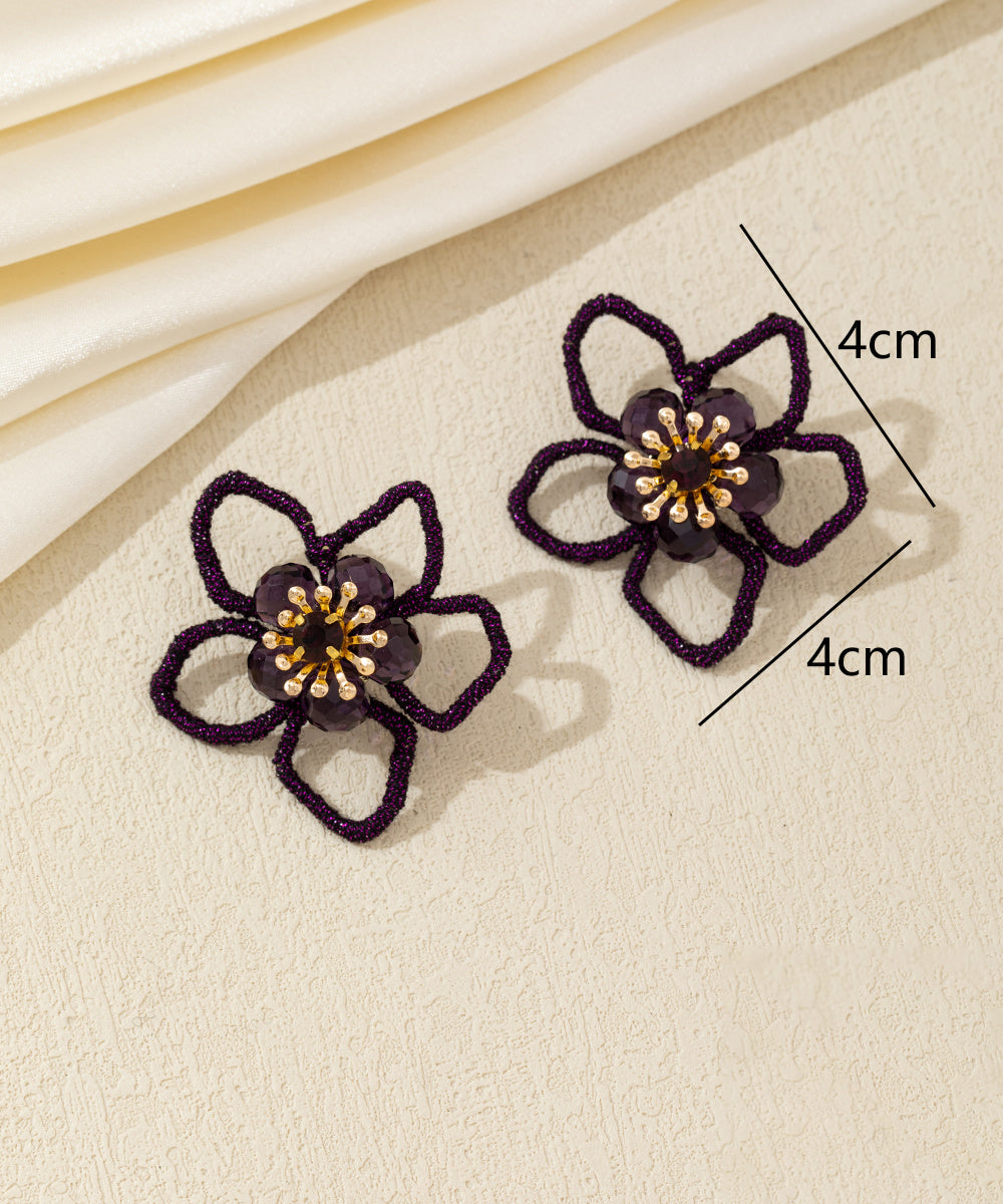 Boucles d’oreilles fleur ajourée cristal – 26AHBOL034