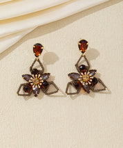 Boucles d’oreilles pendantes fleur cristal – 26AHBOL035
