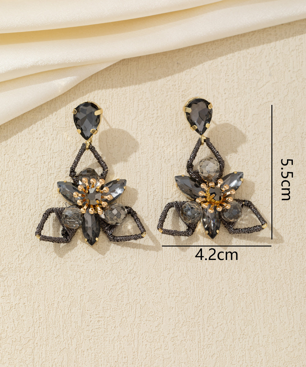 Boucles d’oreilles pendantes fleur cristal – 26AHBOL035