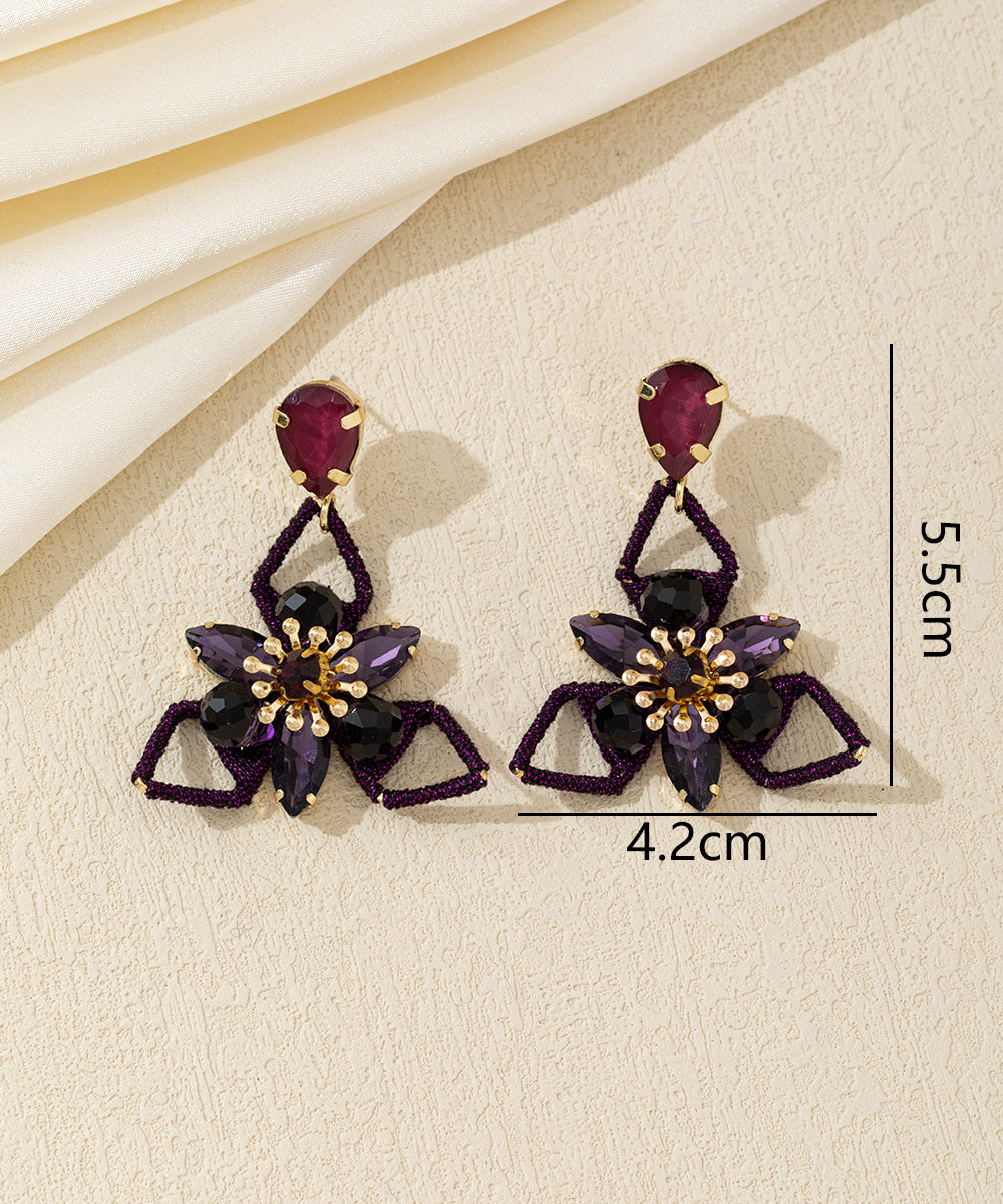 Boucles d’oreilles pendantes fleur cristal – 26AHBOL035