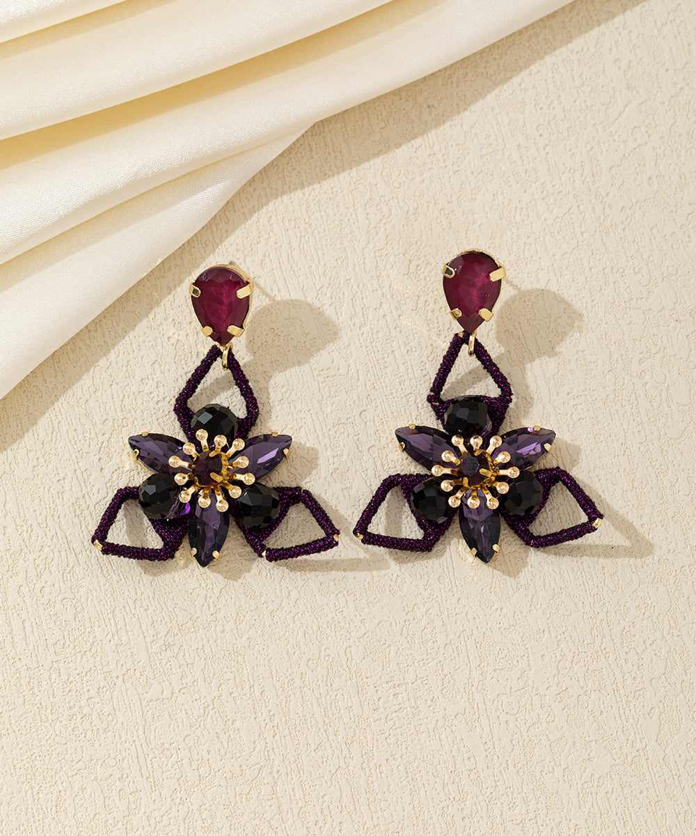 Boucles d’oreilles pendantes fleur cristal – 26AHBOL035