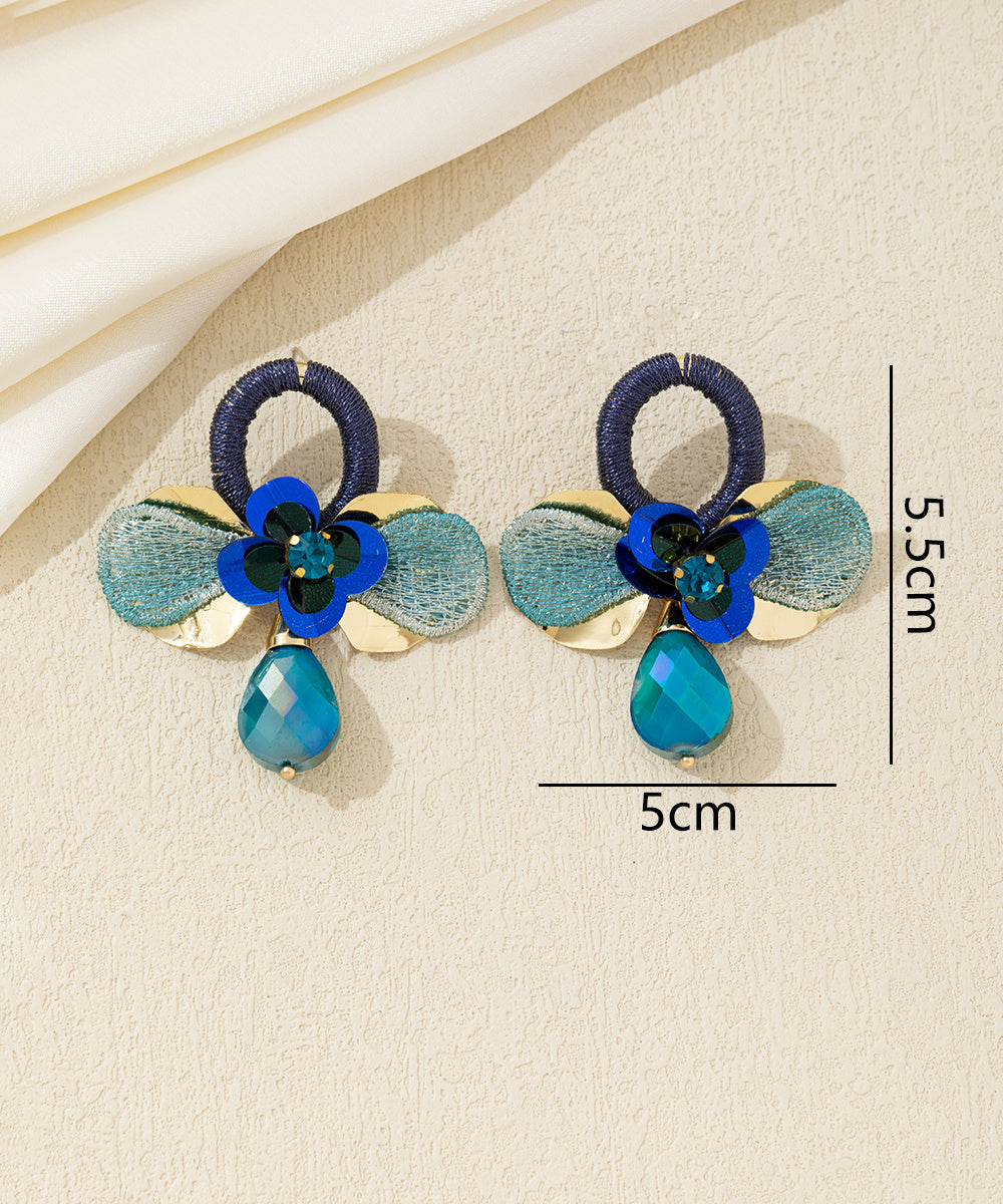 Boucles d’oreilles pendantes fleur cristal Clou – 26AHBOL036