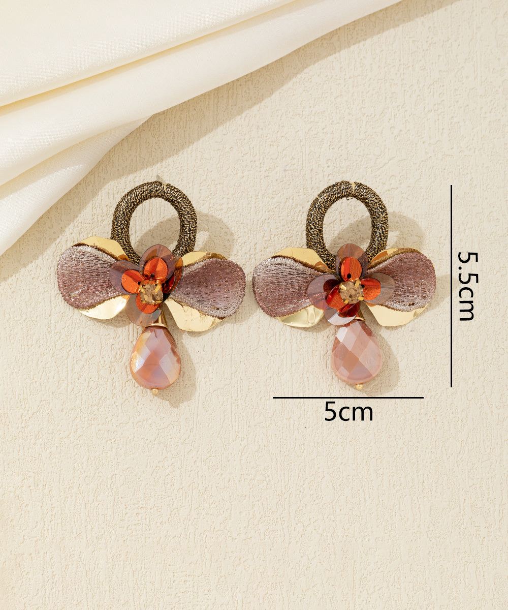 Boucles d’oreilles pendantes fleur cristal Clou – 26AHBOL036
