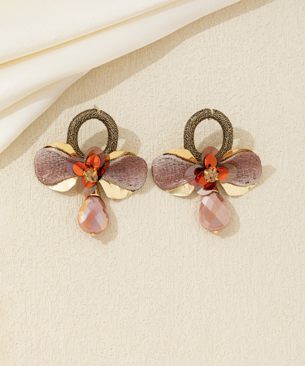 Boucles d’oreilles pendantes fleur cristal Clou – 26AHBOL036