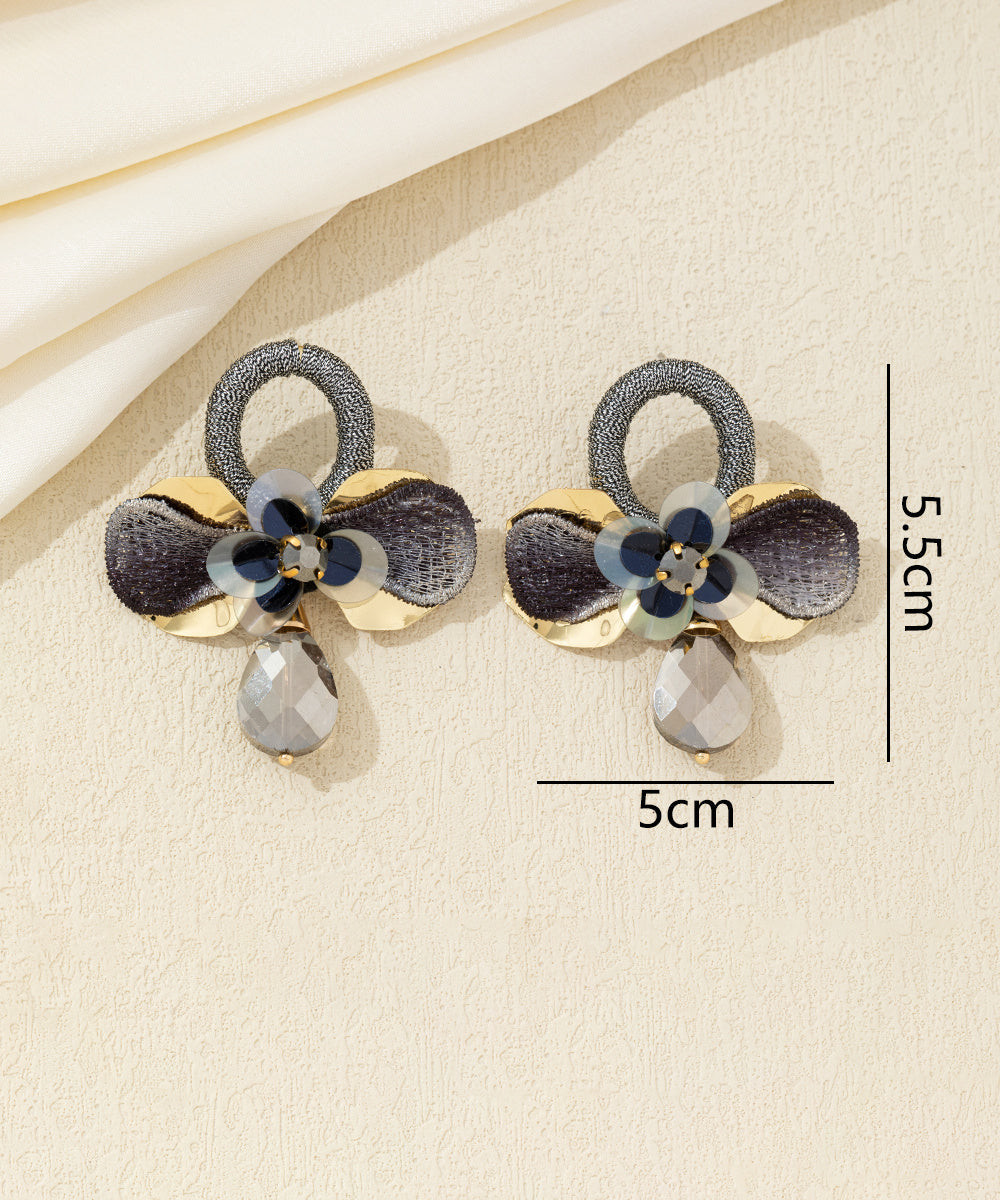Boucles d’oreilles pendantes fleur cristal Clou – 26AHBOL036