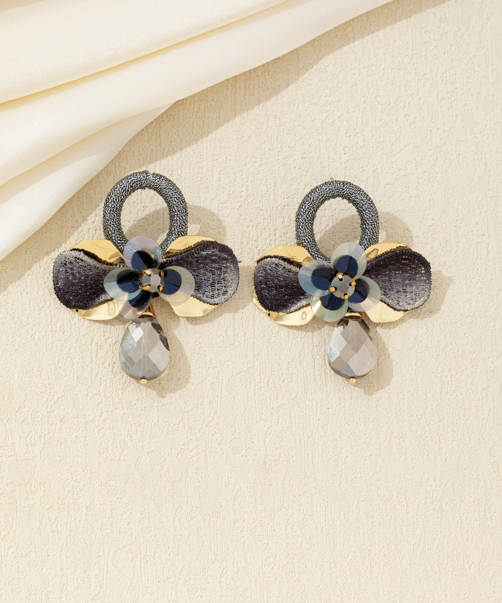 Boucles d’oreilles pendantes fleur cristal Clou – 26AHBOL036