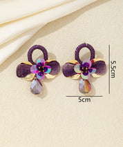 Boucles d’oreilles pendantes fleur cristal Clou – 26AHBOL036