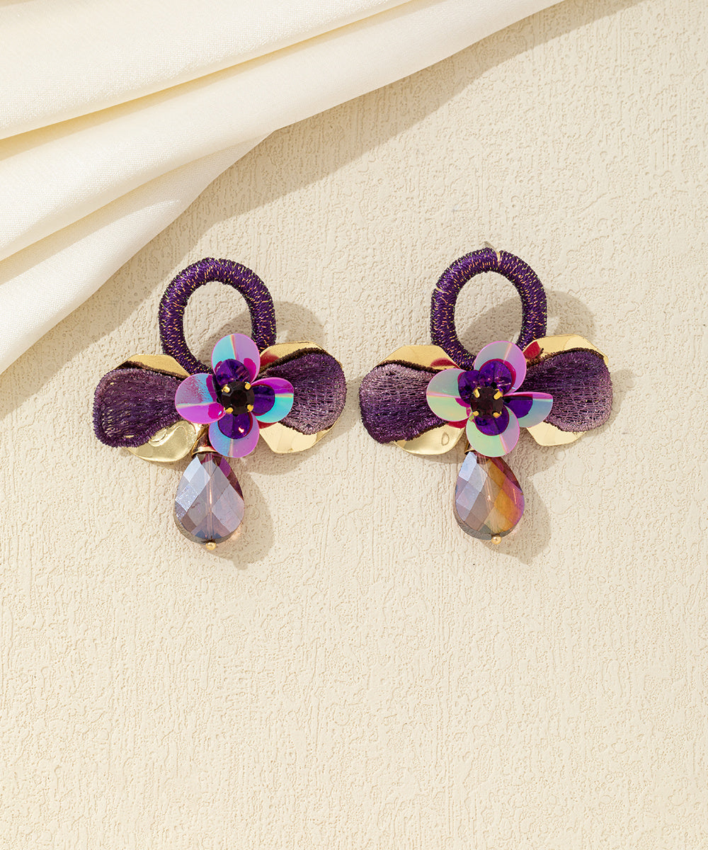 Boucles d’oreilles pendantes fleur cristal Clou – 26AHBOL036