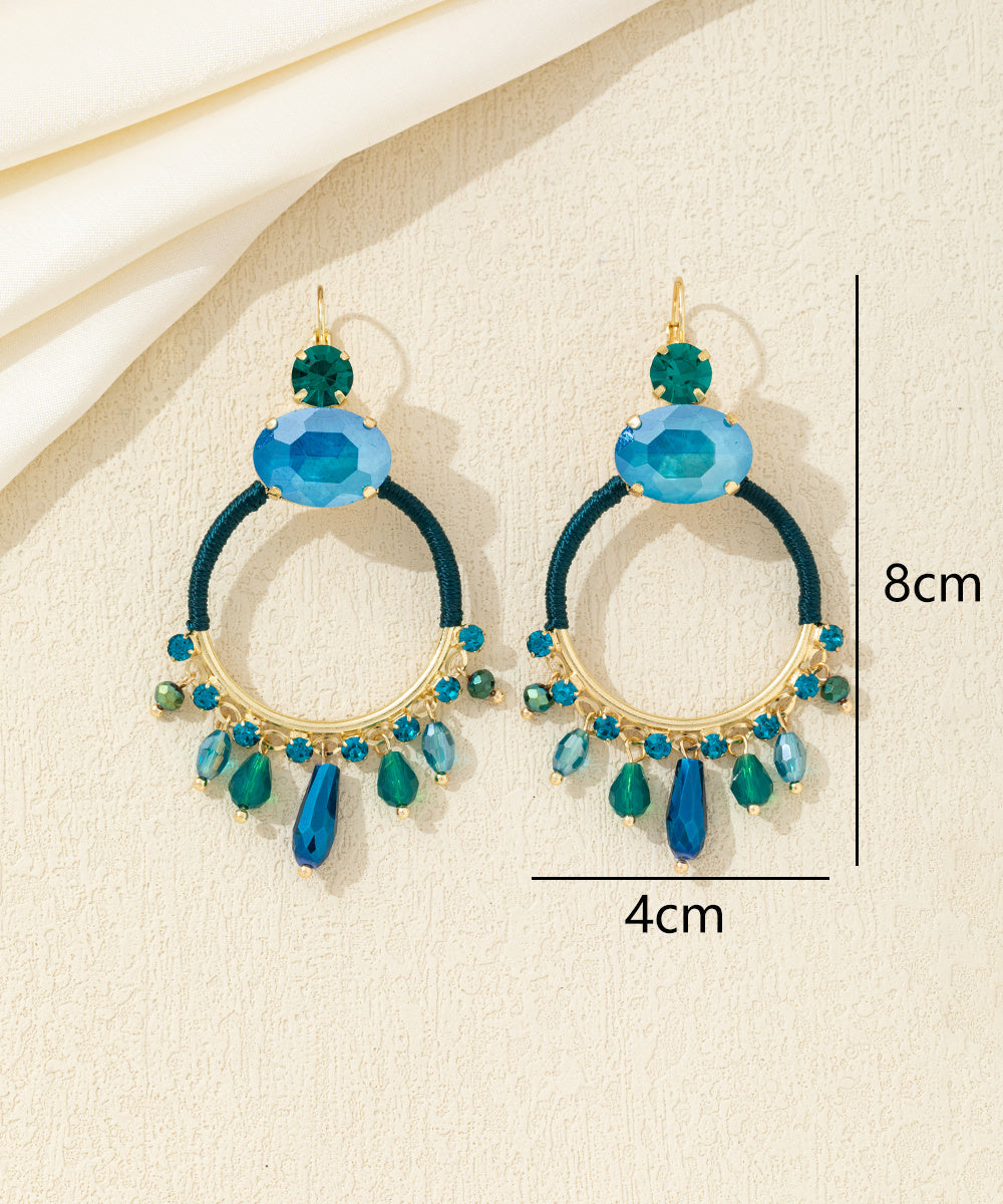 Boucles d’oreilles pendantes anneau perles Dormeuse– 26AHBOL037