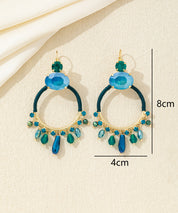 Boucles d’oreilles pendantes anneau perles Dormeuse– 26AHBOL037