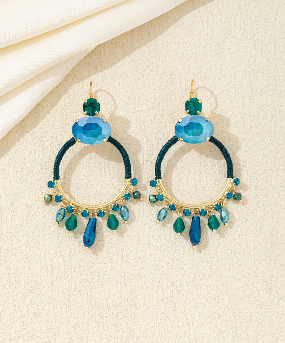 Boucles d’oreilles pendantes anneau perles Dormeuse– 26AHBOL037